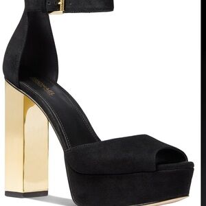 Michael Kors Black and Gold Platform Heels